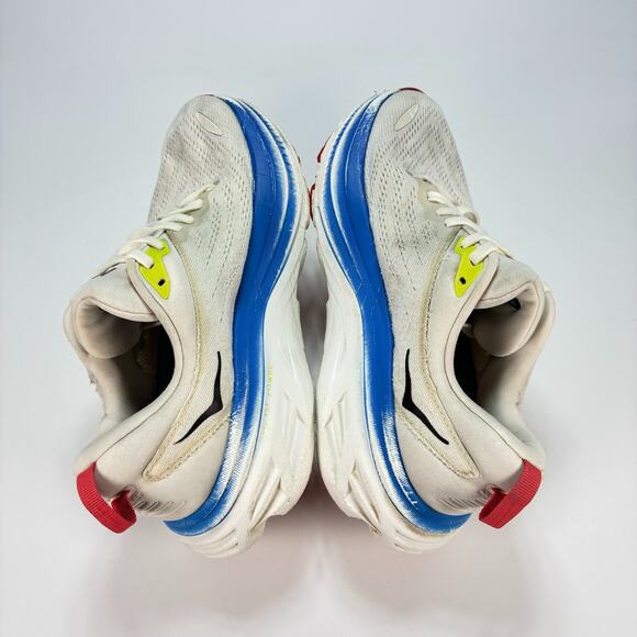 Hoka One One Bondi 8 White Blue Running Shoes Sneakers 1123202 BVR Men’s Size 7D